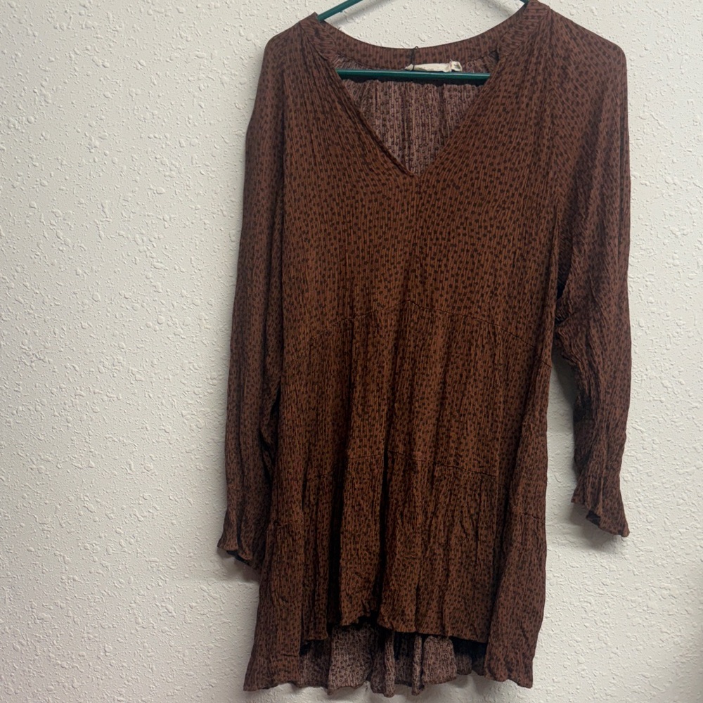 Millibon Chocolate Brown V-Neck Mini Babydoll Dress